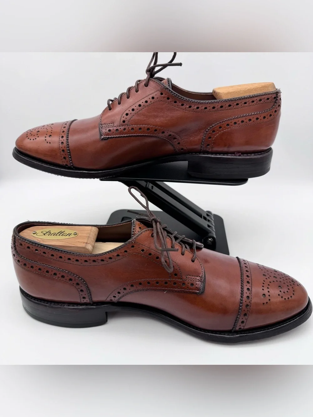 Allen Edmonds Sanford Men's 7.5 C Brown Leather Cap Toe Oxford Dress Shoes